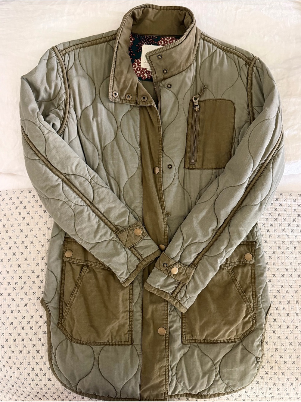 Anthropologie Quilted Utility Jacket in Olive